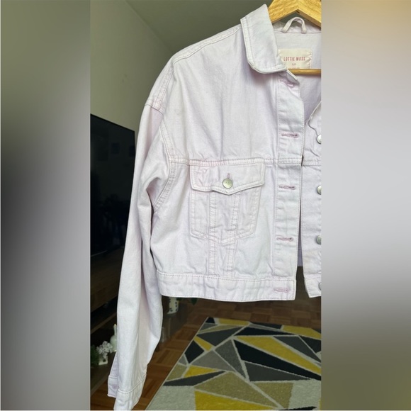 Oversized light purple cropped jeans jacket - Picture 4 of 10